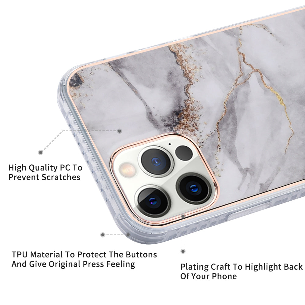 For Apple iPhone 13 /Pro Max Mini Fashion Marble Pattern IMD Design Gem Stone Hybrid Shockproof Bumper Rubber Slim Fit Hard PC Phone Case Cover