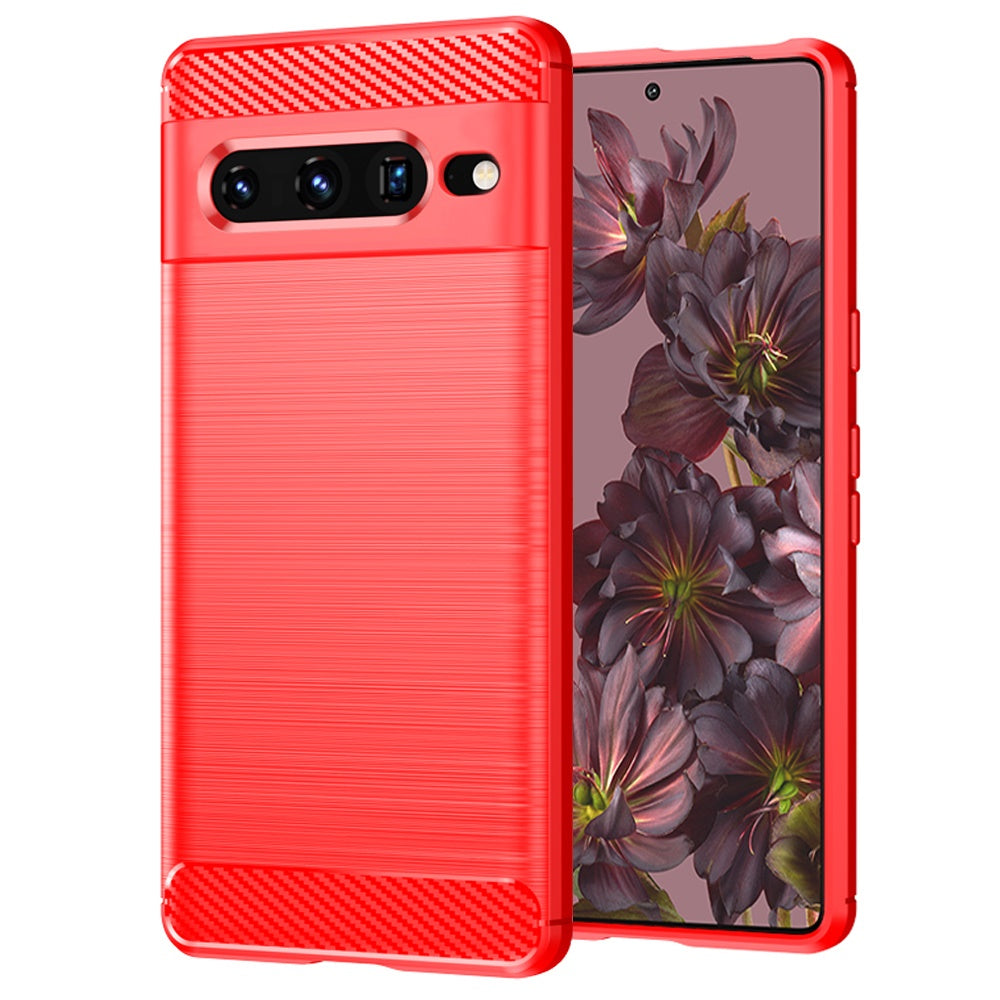 For Google Pixel 7/ 7 Pro Carbon Fiber Design Silicone Soft Skin Flexible Lightweight TPU Gel Rubber Rugged Brushed Texture Phone Case Cover