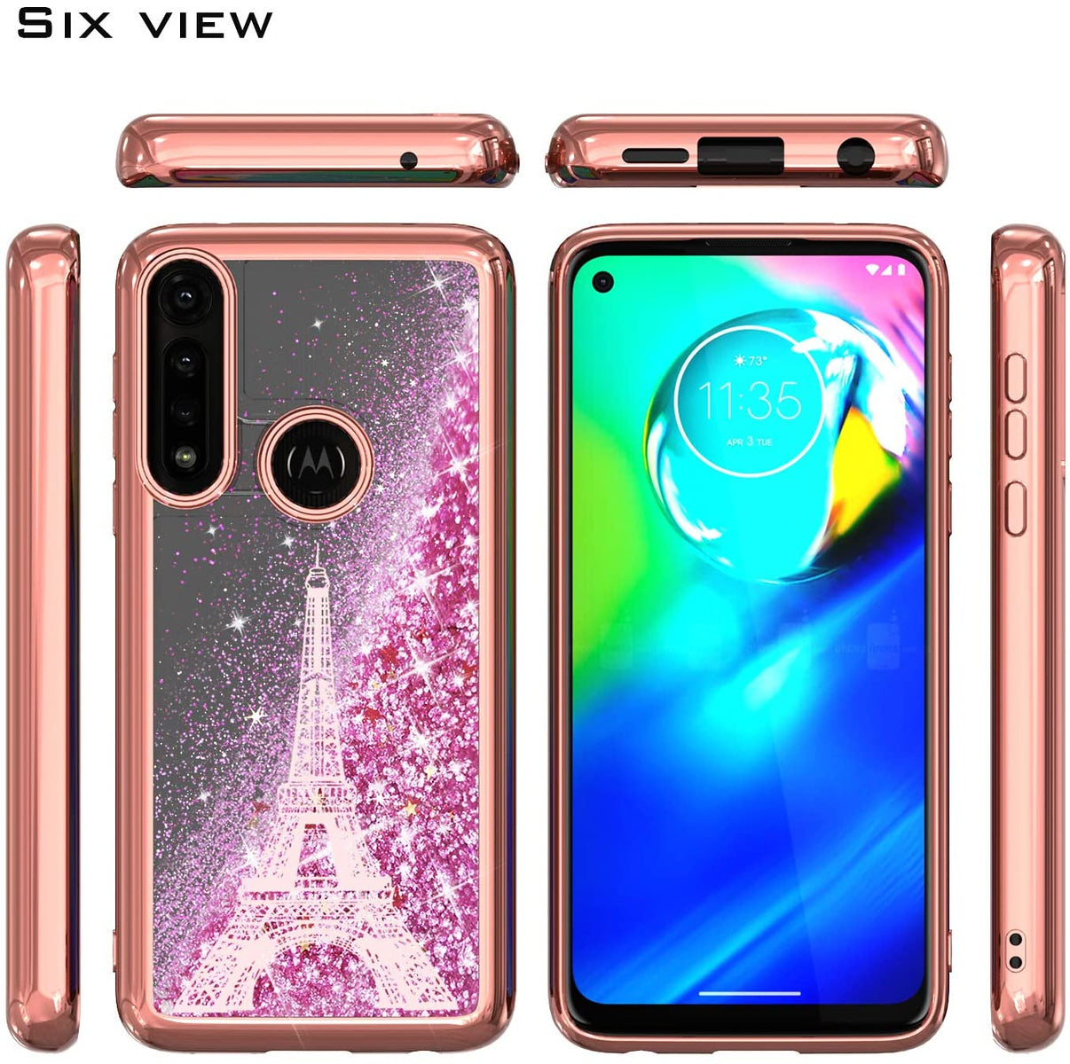 For Motorola Edge+ 2022 /Edge Plus Quicksand Liquid Glitter Bling Flowing Fashion Hybrid Rubber Chrome Plating Hard Paris Eiffel Tower Phone Case Cover