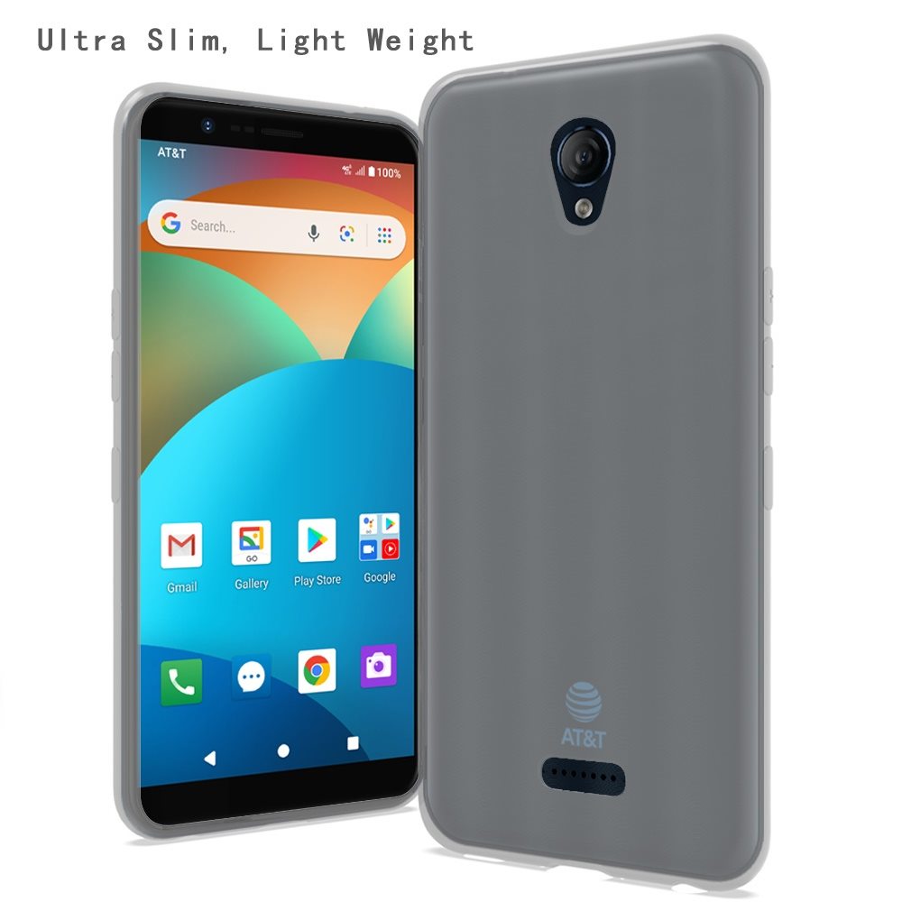For AT&T Fusion Z, Motivate Hybrid Rubber Soft Silicone Gummy TPU Gel Candy Skin Flexible Skinny Slim Thin Protector Phone Case Cover