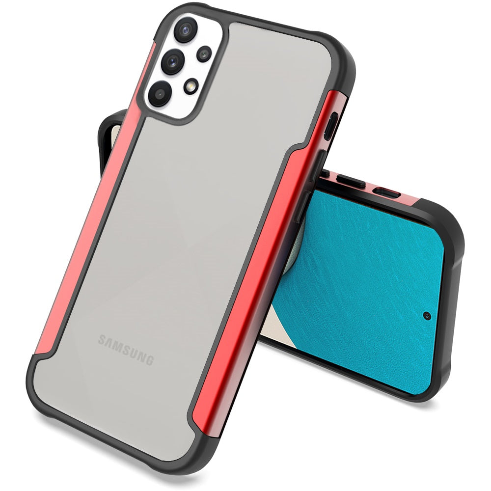 For Samsung Galaxy A53 5G Hybrid Aluminum Alloy Metal Clear Transparent Back PC TPU Bumper Frame Armor Shockproof Phone Case Cover