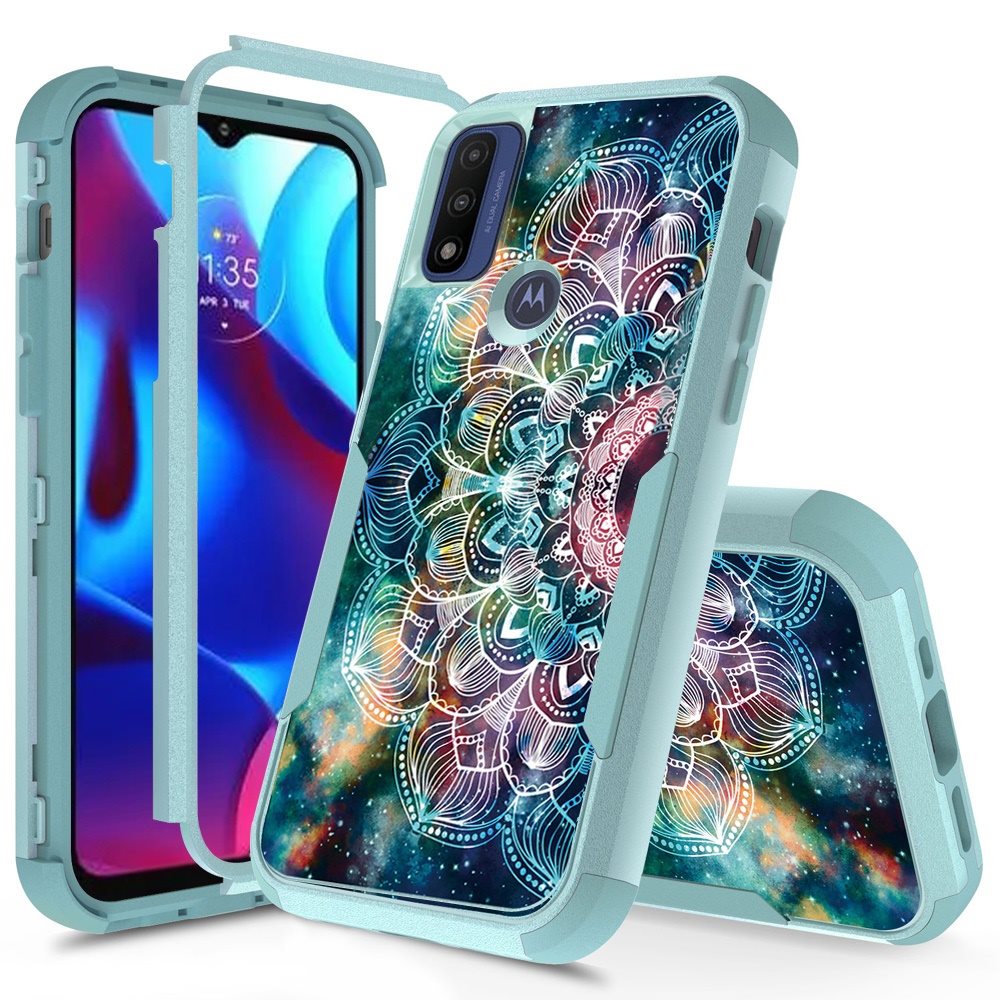 For Motorola Moto G Pure Fashion Design Three Layer Heavy Duty Hybrid Sturdy 3in1 Shockproof Hard PC Back Protective Phone Case Cover