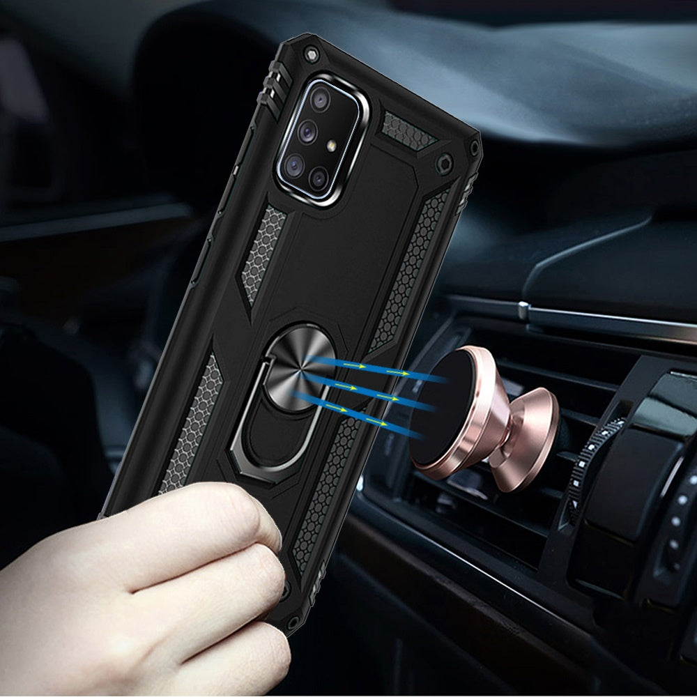 For Samsung Galaxy A71 5G with Belt Clip Holster Ring Stand Holder, Military Grade Fit for Magnetic Car Mount Shockproof Hybrid Rugged Phone Case Cover