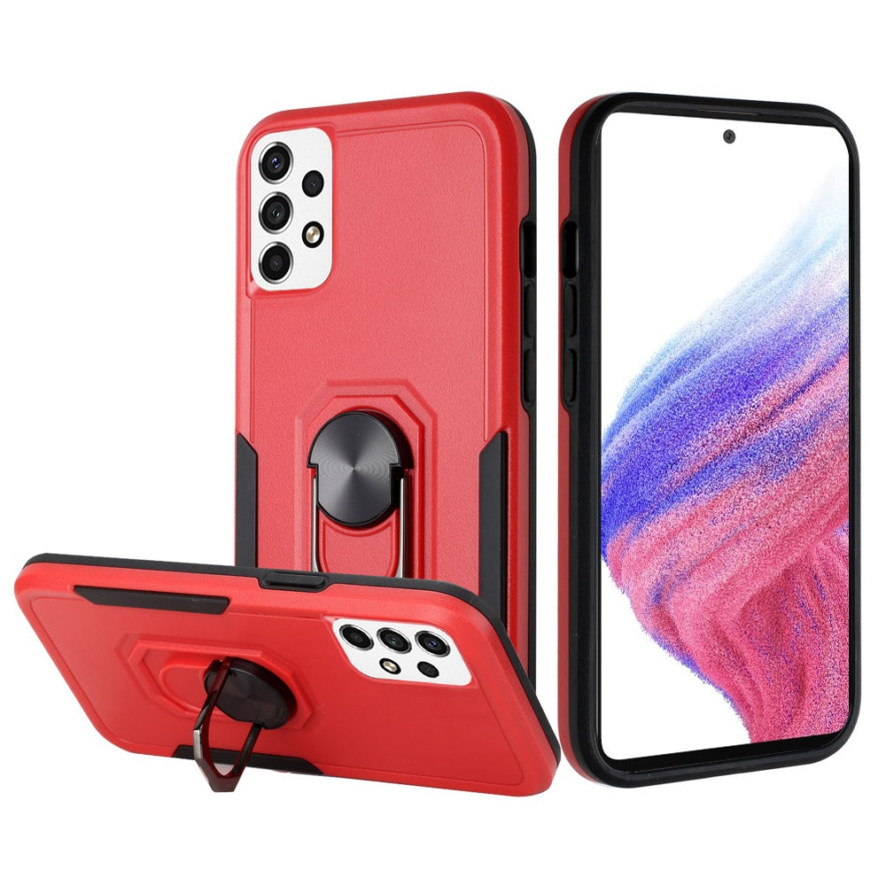 For Samsung Galaxy A53 5G Hybrid Rugged Hard Drop-Proof 3 Layer Protection Military Grade Armor with Metal Ring Stand Phone Case Cover
