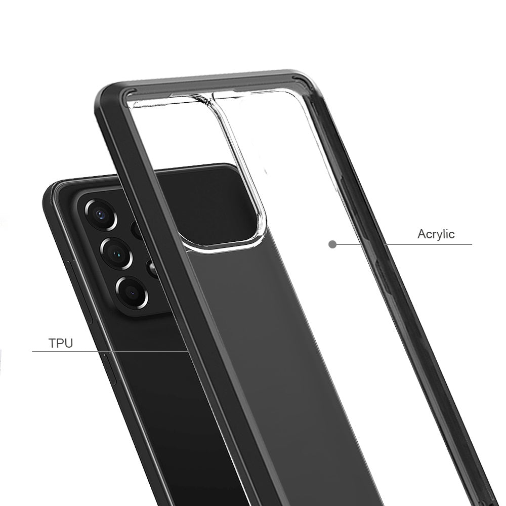 For Samsung Galaxy A53 5G Hybrid Slim Crystal Clear Transparent Shock-Absorption Bumper with TPU + Hard PC Back Frame Phone Case Cover