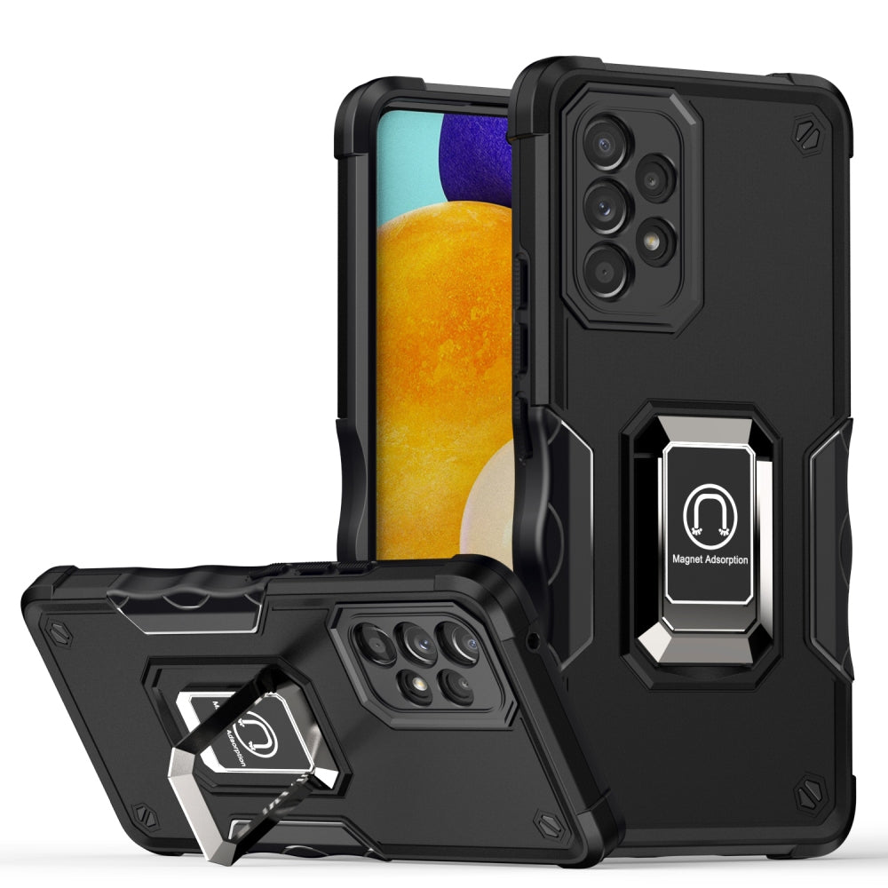 For Samsung Galaxy A53 5G Hybrid Hard PC Soft TPU Bumper with Magnetic Ring Stand Holder Military-Grade Drop Protection Phone Case Cover