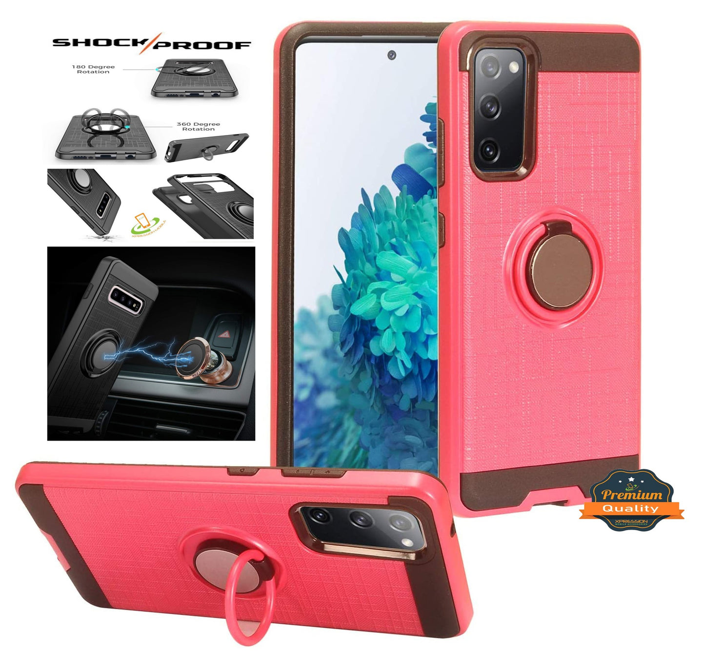 For Samsung Galaxy A03S Hybrid 360° Ring Armor Shockproof Dual Layers Holder with Ring Stand for Magnetic Car Mount Phone Case Cover