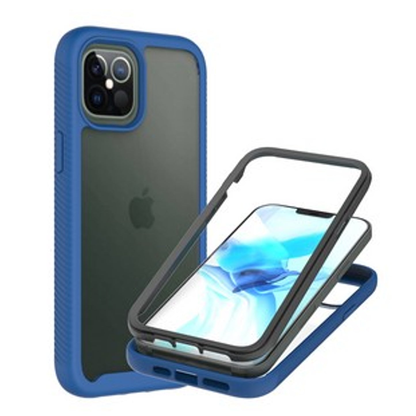 For Samsung Galaxy A23 5G Full Body Armor Slim Hybrid Double Layer Hard PC + TPU Transparent Back Rugged Shockproof Clear / Blue Phone Case Cover
