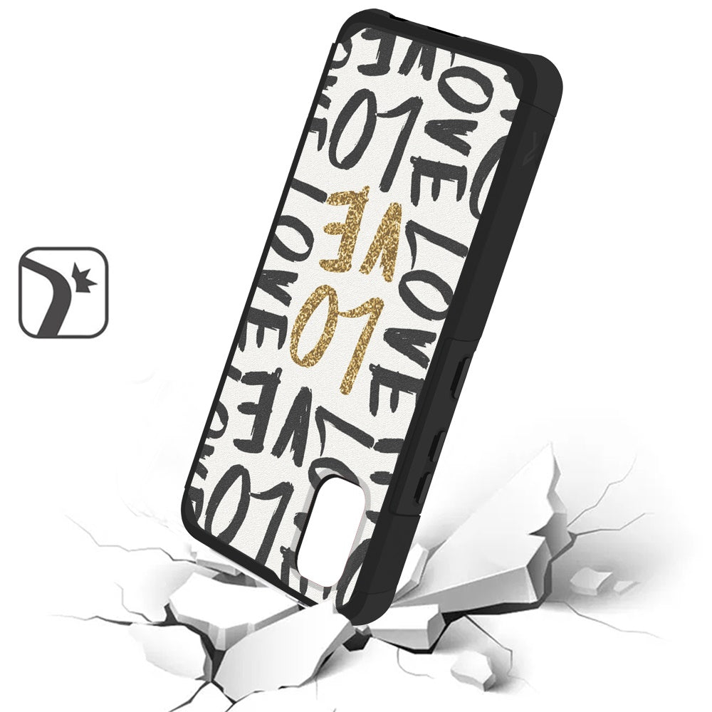 For TCL ION Z Graphic Design Pattern Hard PC TPU 2in1 Tough Strong Hybrid Shockproof Armor Frame Phone Case Cover