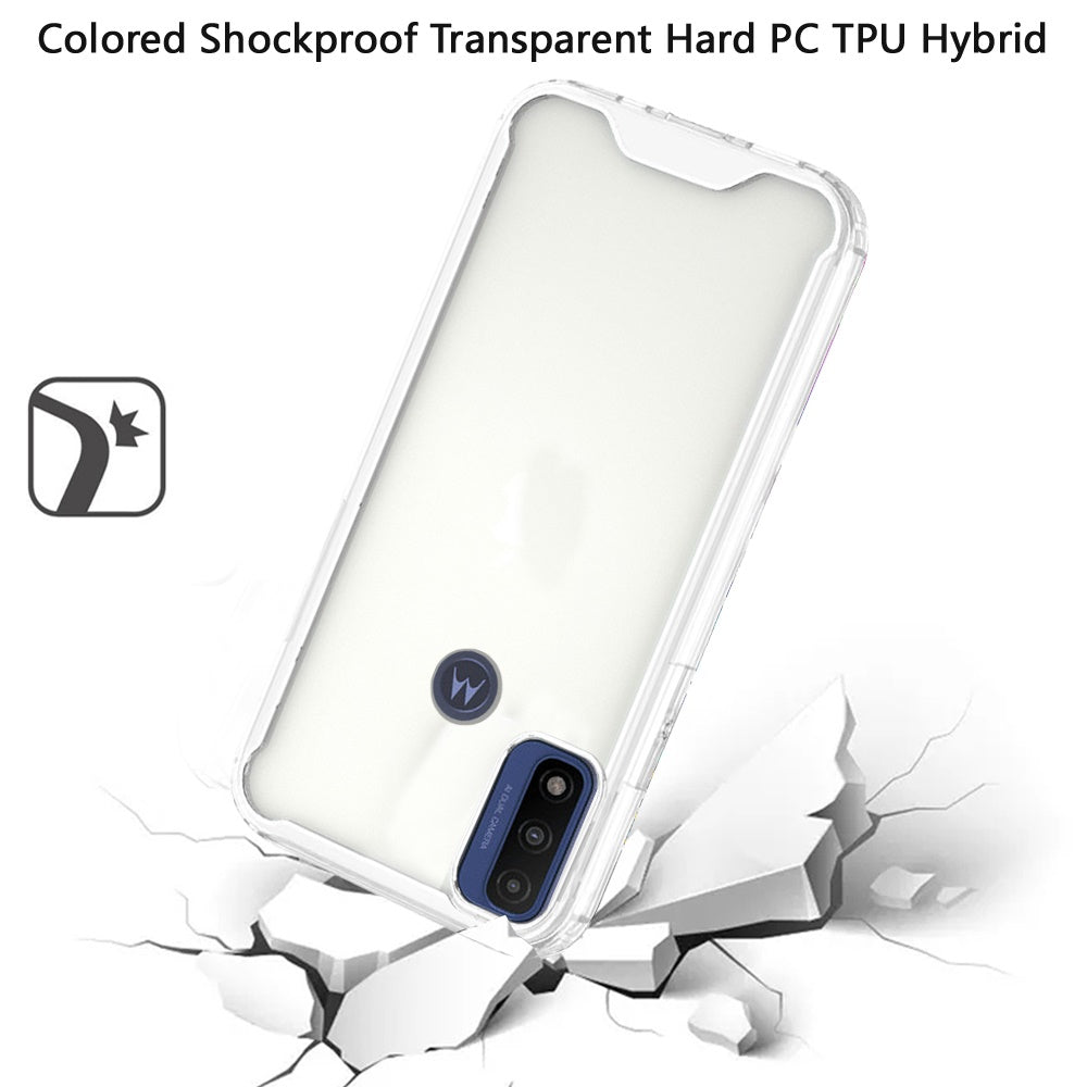 For Motorola Moto G Power 2022 Colored Shockproof Transparent Hard PC + Rubber TPU Hybrid Bumper Shell Thin Slim Protective Phone Case Cover