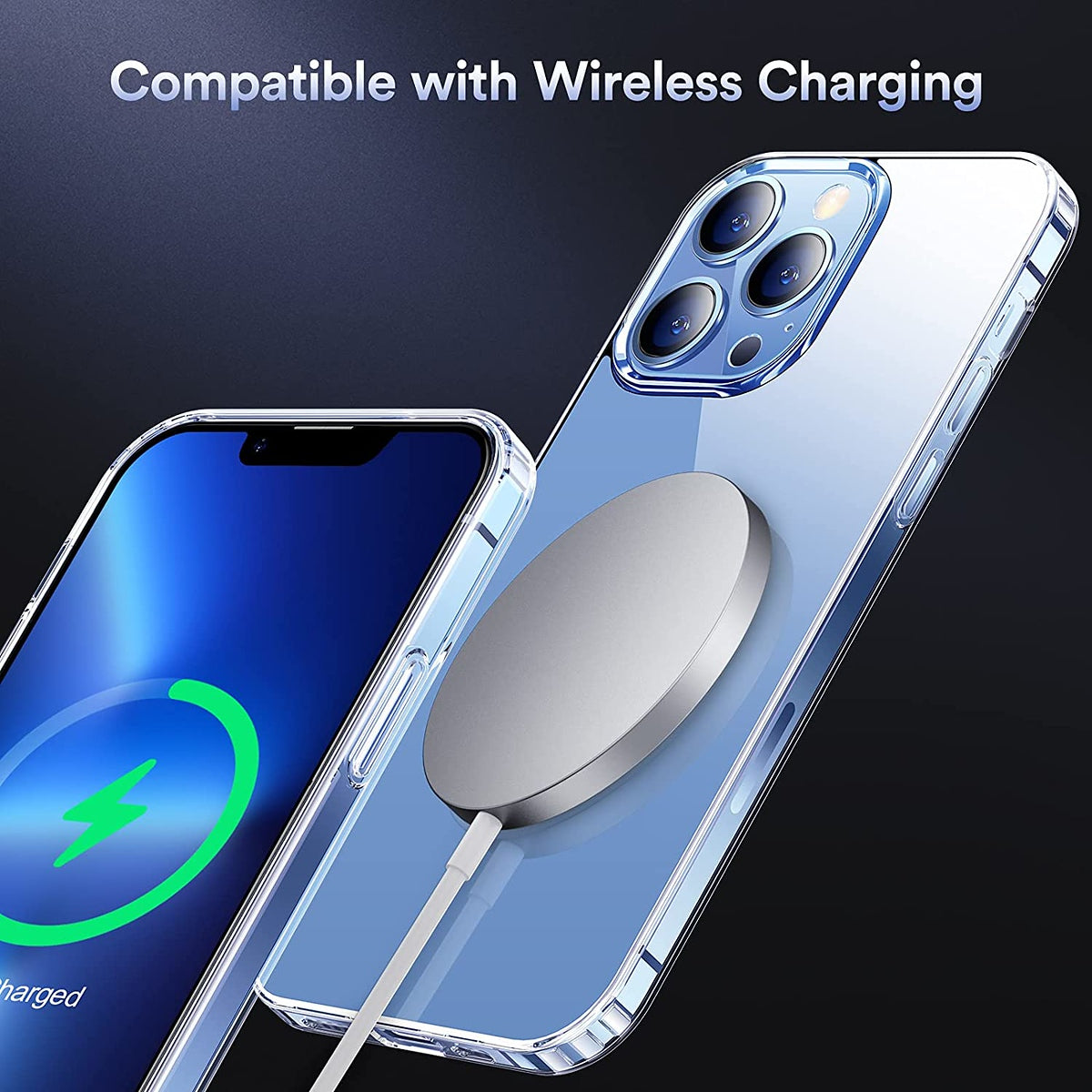 For Apple iPhone 13 Pro (6.1") Hybrid Crystal Clear Transparent Hard PC Back Gummy TPU Bumper Slim Fit with Chromed Buttons Clear Phone Case Cover