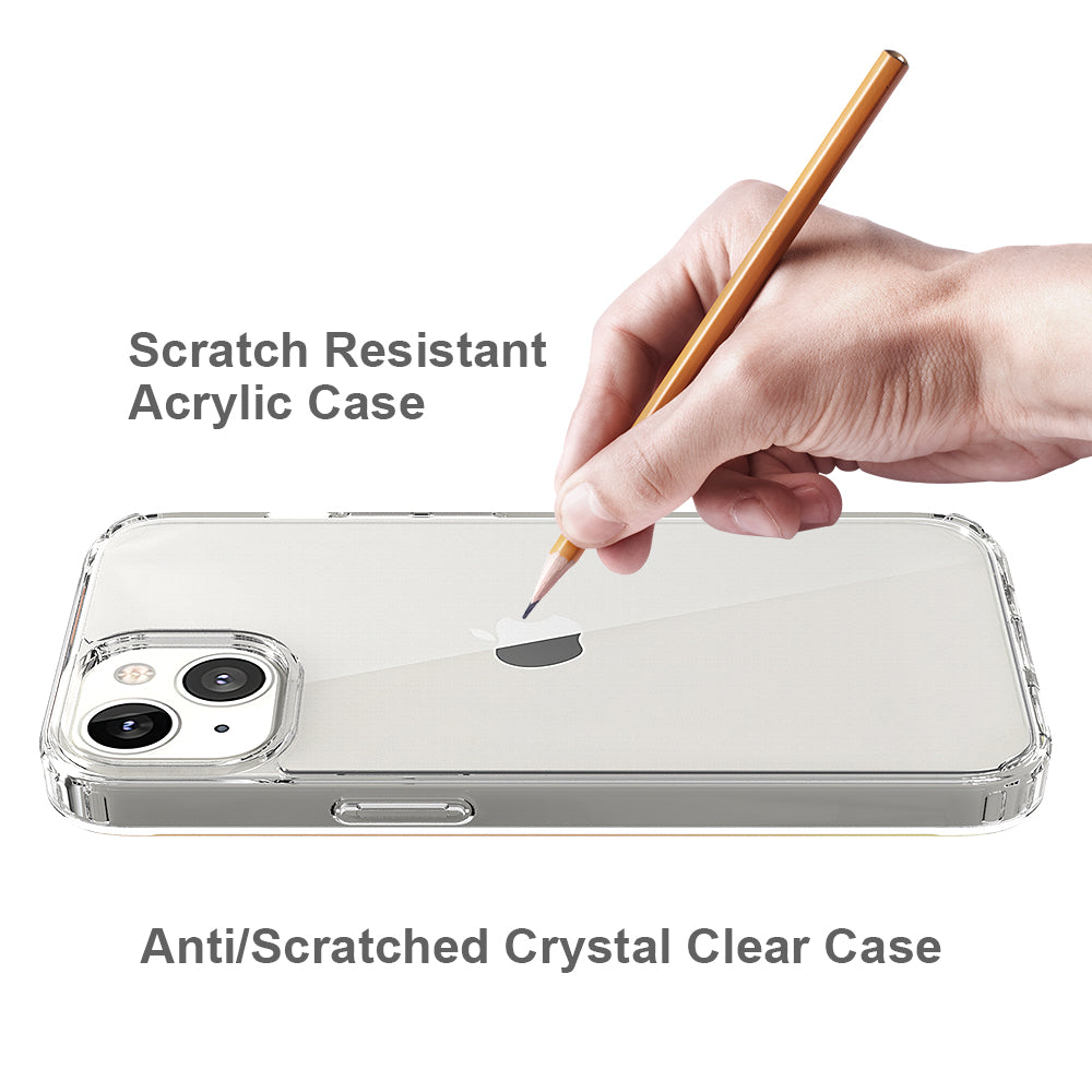 For Apple iPhone 13 / Mini Pro Max Hybrid Transparent Clear Acrylic Back Hard PC & Soft TPU Full Protective Bumper Extra Shock-Absorb Phone Case Cover