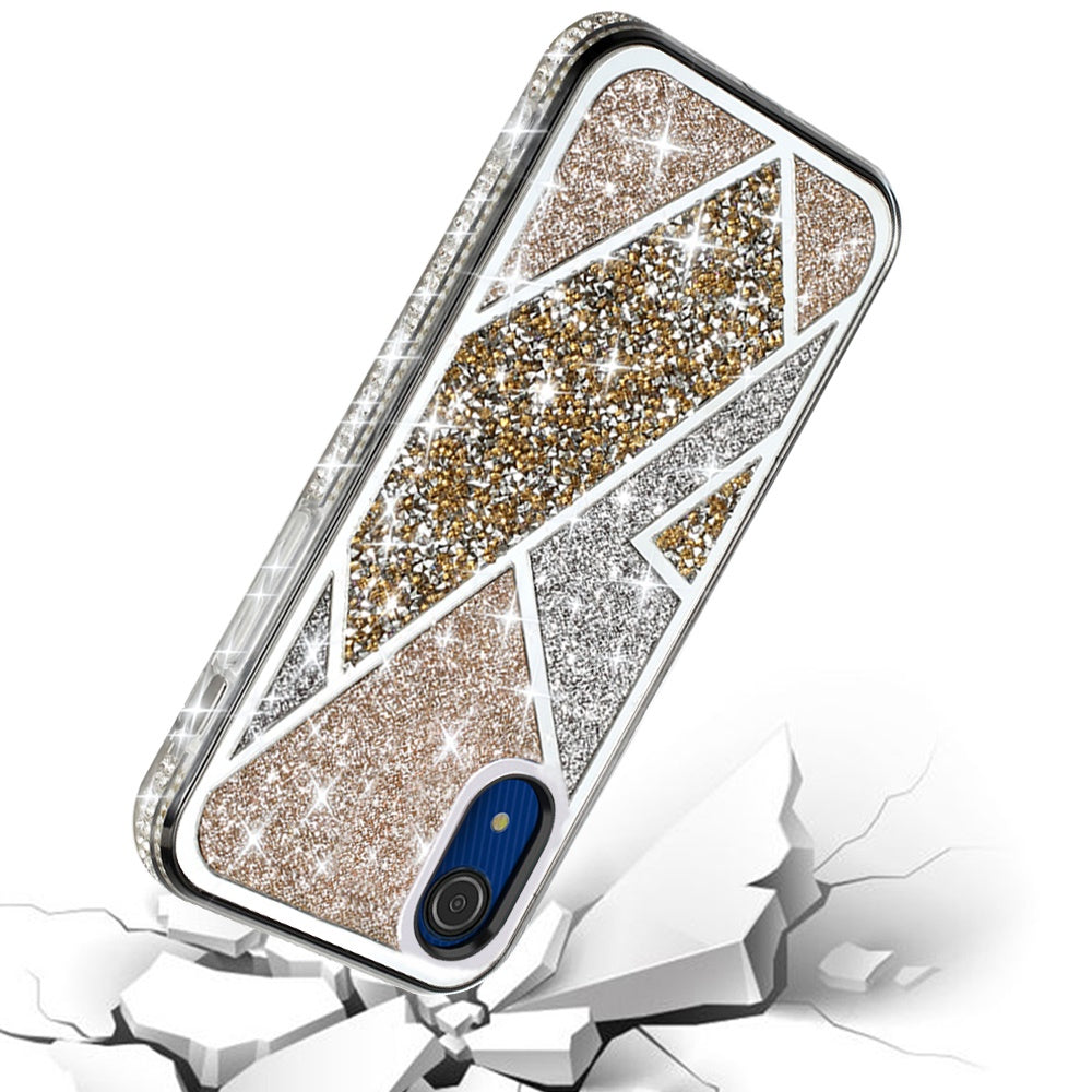For Samsung A03 Core Glitter Bling Diamond Rhinestone Sparkly Bumper Fashion Shiny Cute Fancy Cases Hybrid Rugged PC Phone Case Cover