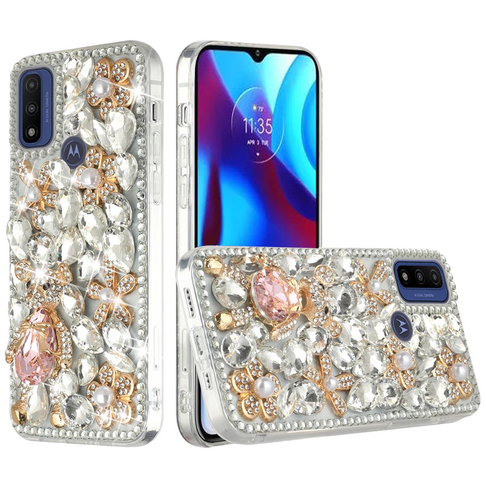 For Motorola Moto G Power 2022 Bling Clear Crystal 3D Full Diamonds Luxury Sparkle Transparent Rhinestone Hybrid Bumper Phone Case Cover