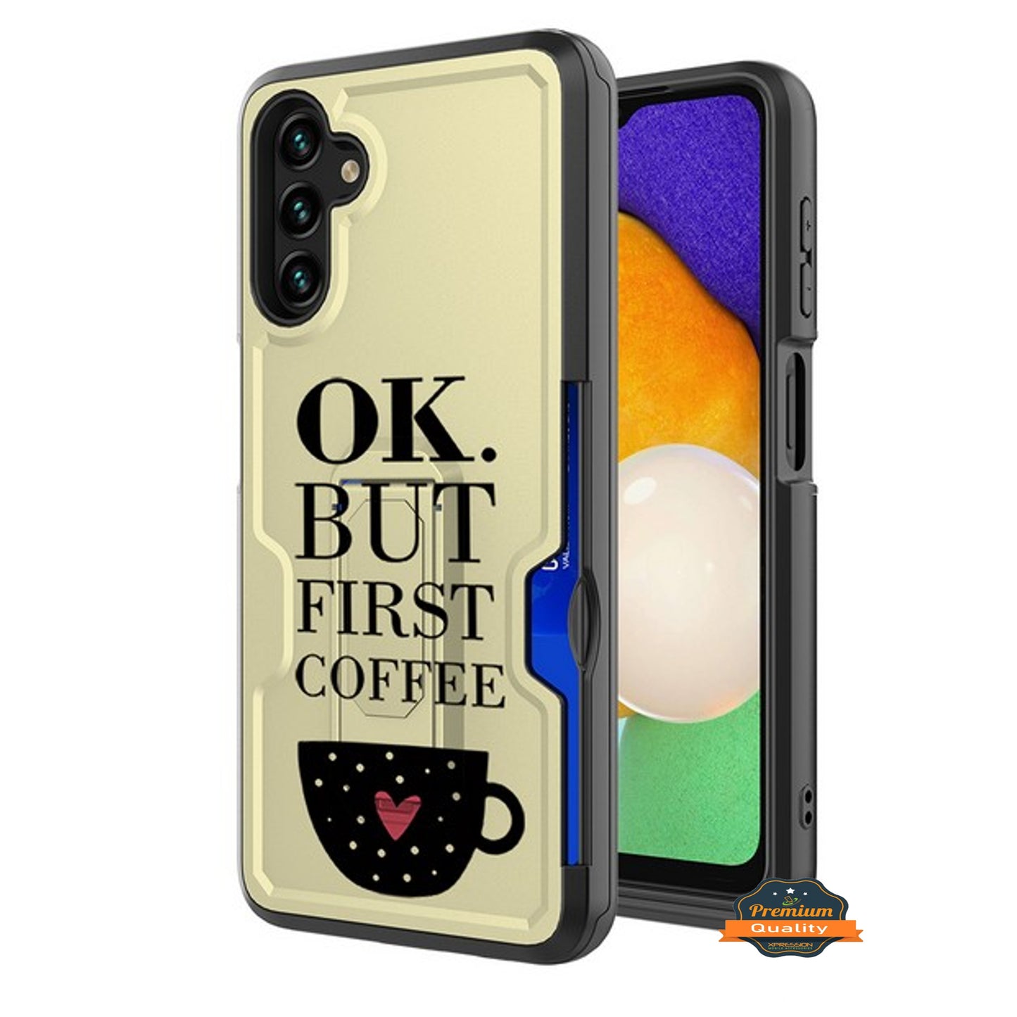 For Samsung Galaxy A13 5G Hidden Wallet Credit Card Slots with Kickstand Back Design Fashion Hybrid Shockproof Hard Phone Case Cover