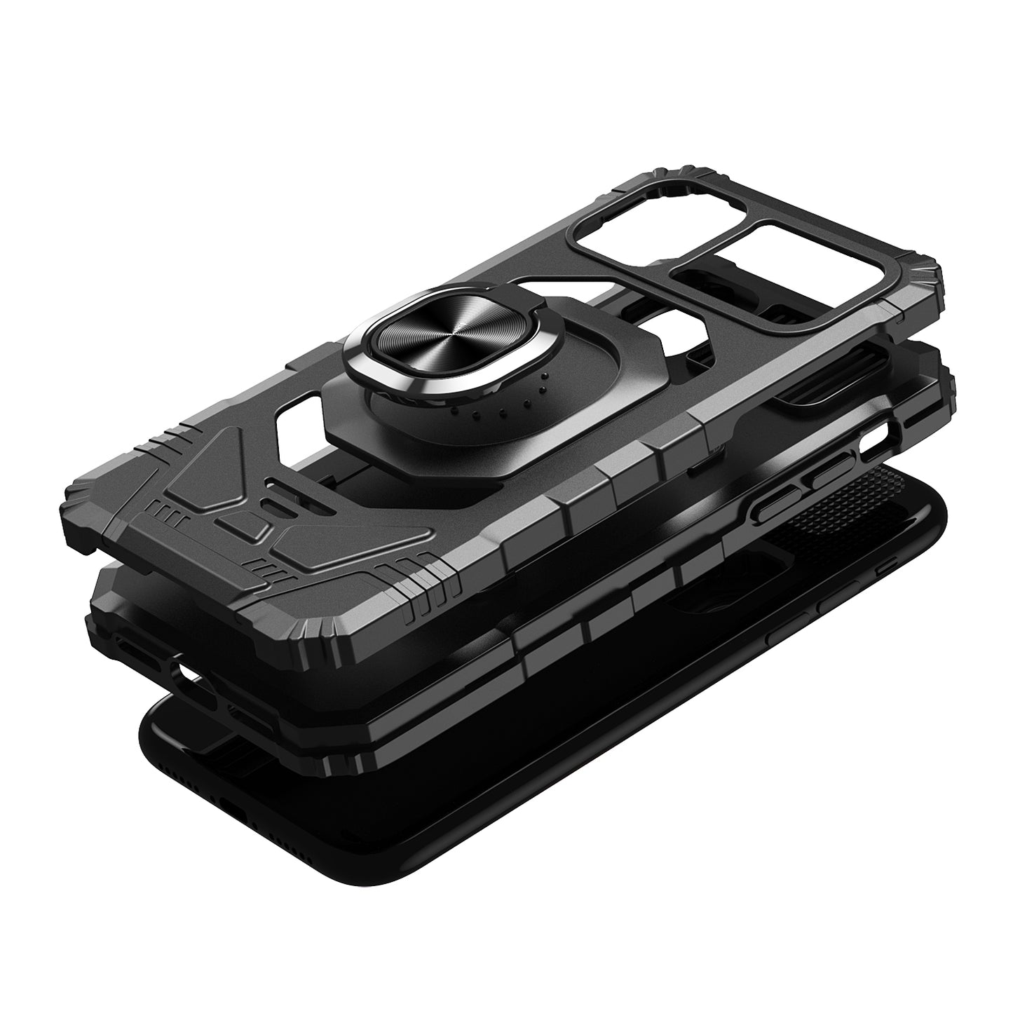 For Apple iPhone 11 (6.1") Hybrid 2in1 Dual Layer with Rotate Magnetic Ring Stand Holder Kickstand, Rugged Shockproof Phone Case Cover