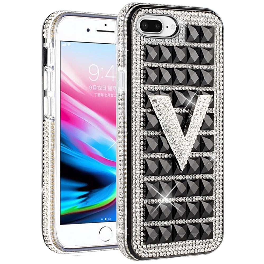 For Apple iPhone 8 Plus/7 Plus/6 Plus/6s Plus Fashion Luxury 3D Bling Diamonds Rhinestone Jeweled Ornament Shiny Crystal Phone Case Cover