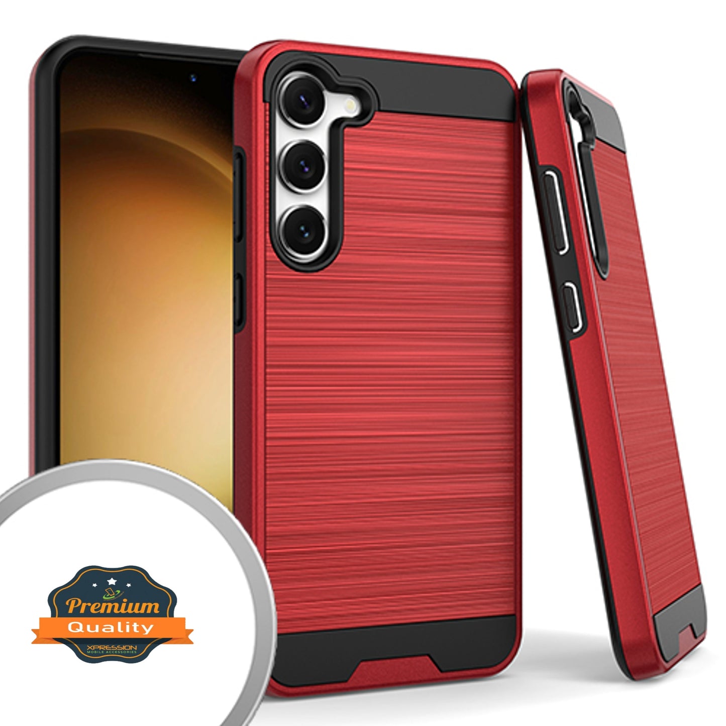 For Samsung Galaxy A54 5G Hybrid Brushed Metal Texture Rugged Slim Shockproof Dual Layers 2-Piece Hard PC + Soft TPU Phone Case Cover
