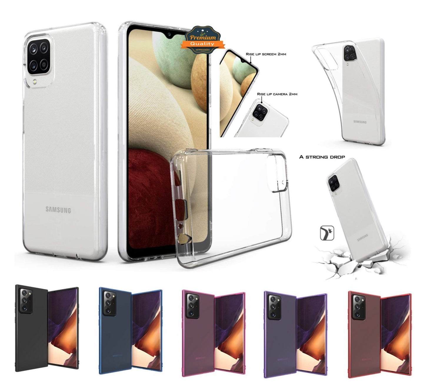 For Samsung Galaxy A12 5G Slim Fit Classic Transparent Matte Soft TPU Rubber Flex-Gel Rubberized Shockproof Bumper Phone Case Cover