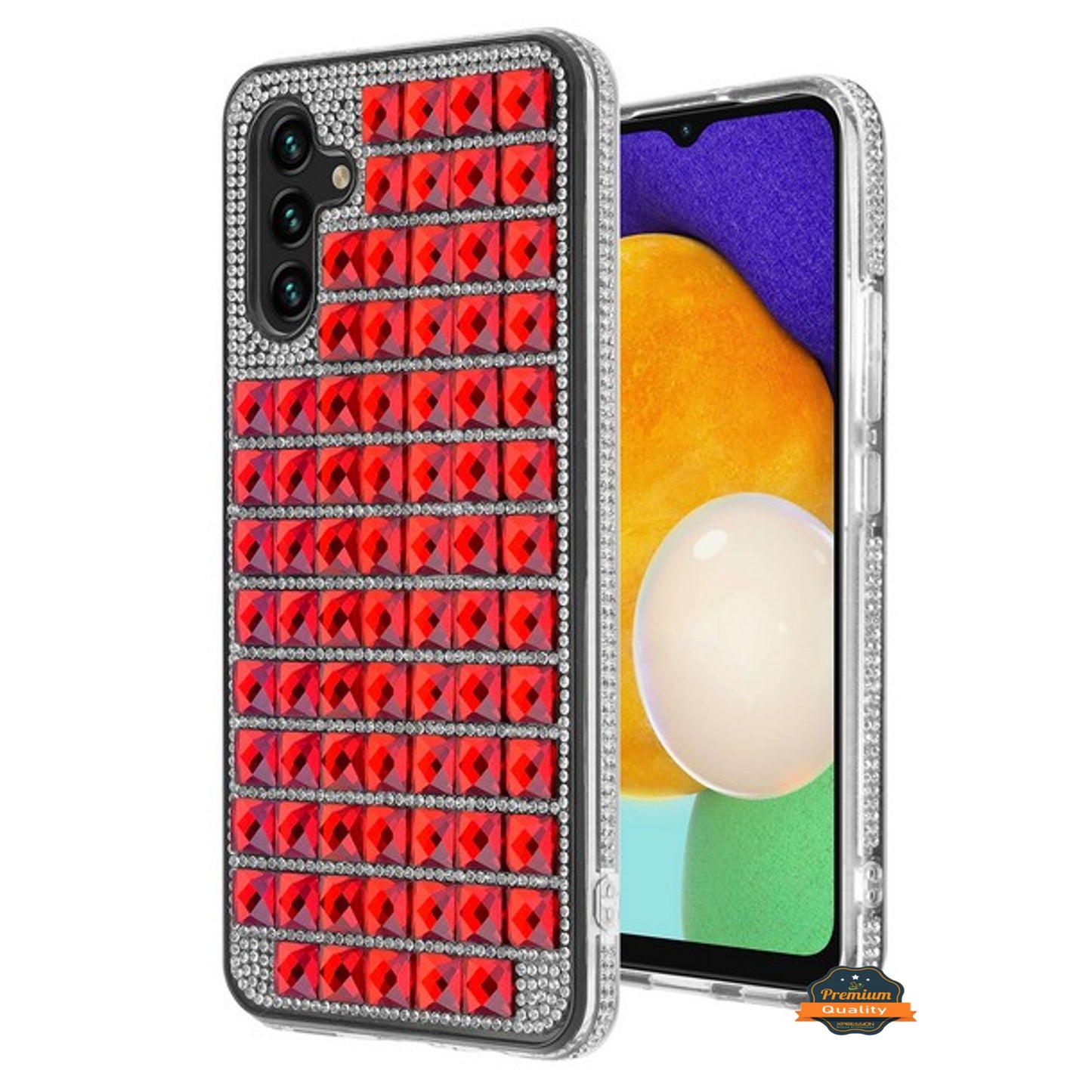 For Samsung Galaxy A13 5G Diamonds Sparkle 3D Crystal Glitter Bling Shiny Rhinestone Hybrid Bumper Hard Protective Phone Case Cover