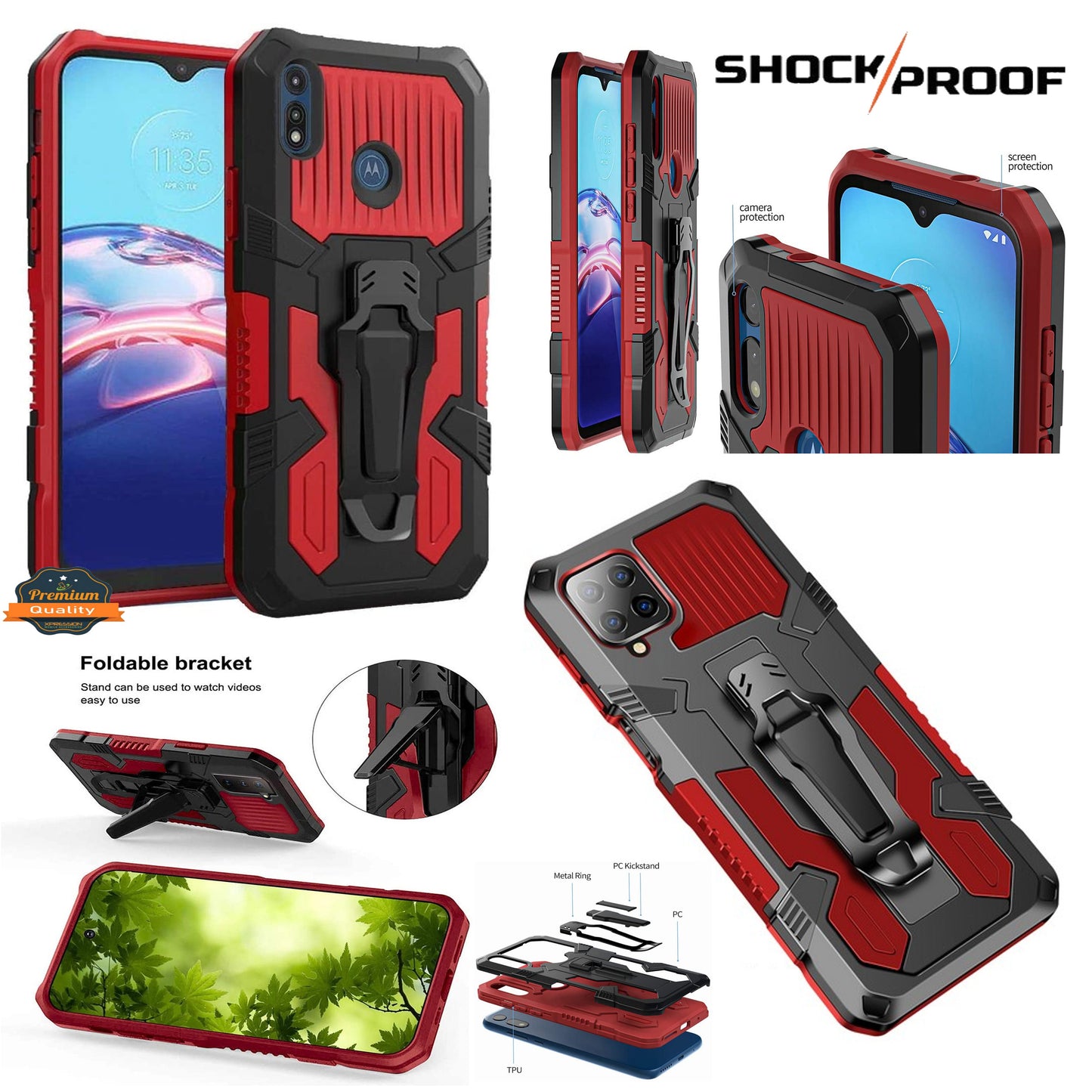 For Apple iPhone 14 Plus (6.7") Hybrid Heavy Duty Protection Shockproof Defender with Belt Clip and Kickstand Phone Case Cover