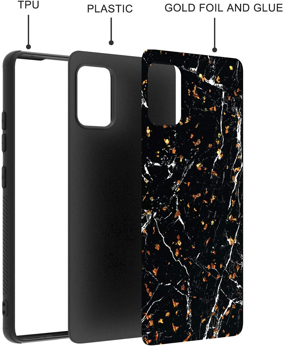 For Samsung Galaxy A13 5G Marble Fashion Stone Stylish Flake Glitter Bling Hybrid Slim Glossy TPU Rubber Hard Protection Phone Case Cover