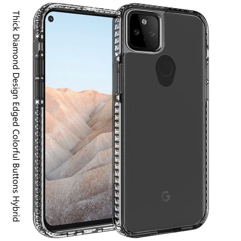 For Samsung Galaxy A02S Crystal Transparent Rugged Shockproof Hybrid PC+TPU Colorful Buttons Military Grade Protection Back Phone Case Cover