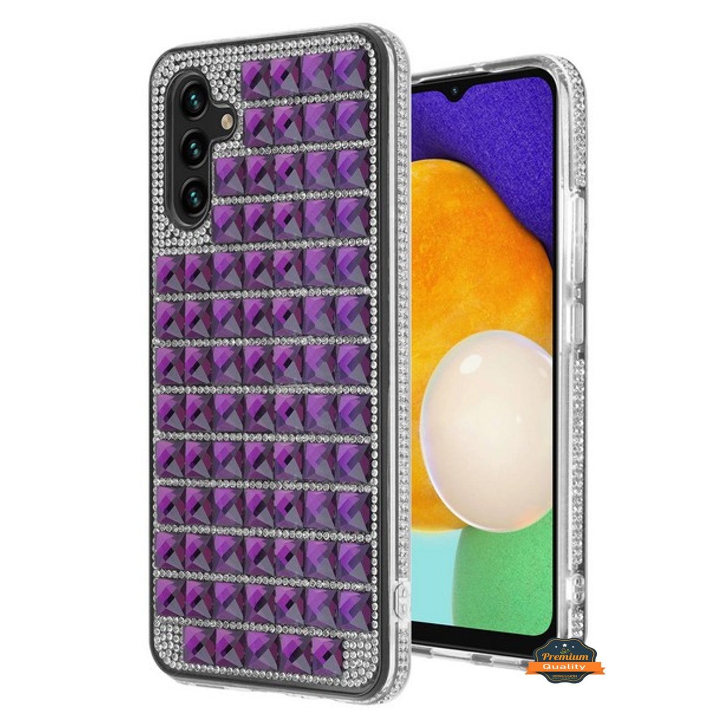For Samsung Galaxy A13 5G Diamonds Sparkle 3D Crystal Glitter Bling Shiny Rhinestone Hybrid Bumper Hard Protective Phone Case Cover