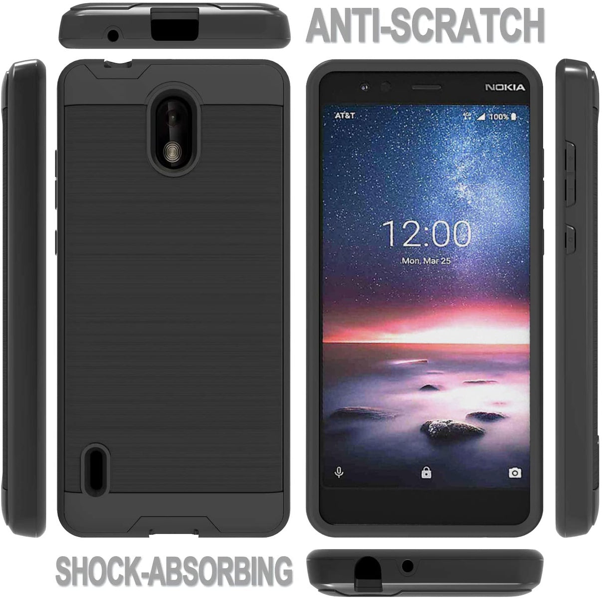 For Samsung Galaxy A03S Slim Rugged TPU + Hard PC Brushed Metal Texture Hybrid Dual Layer Defender Armor Shock Absorbing Phone Case Cover