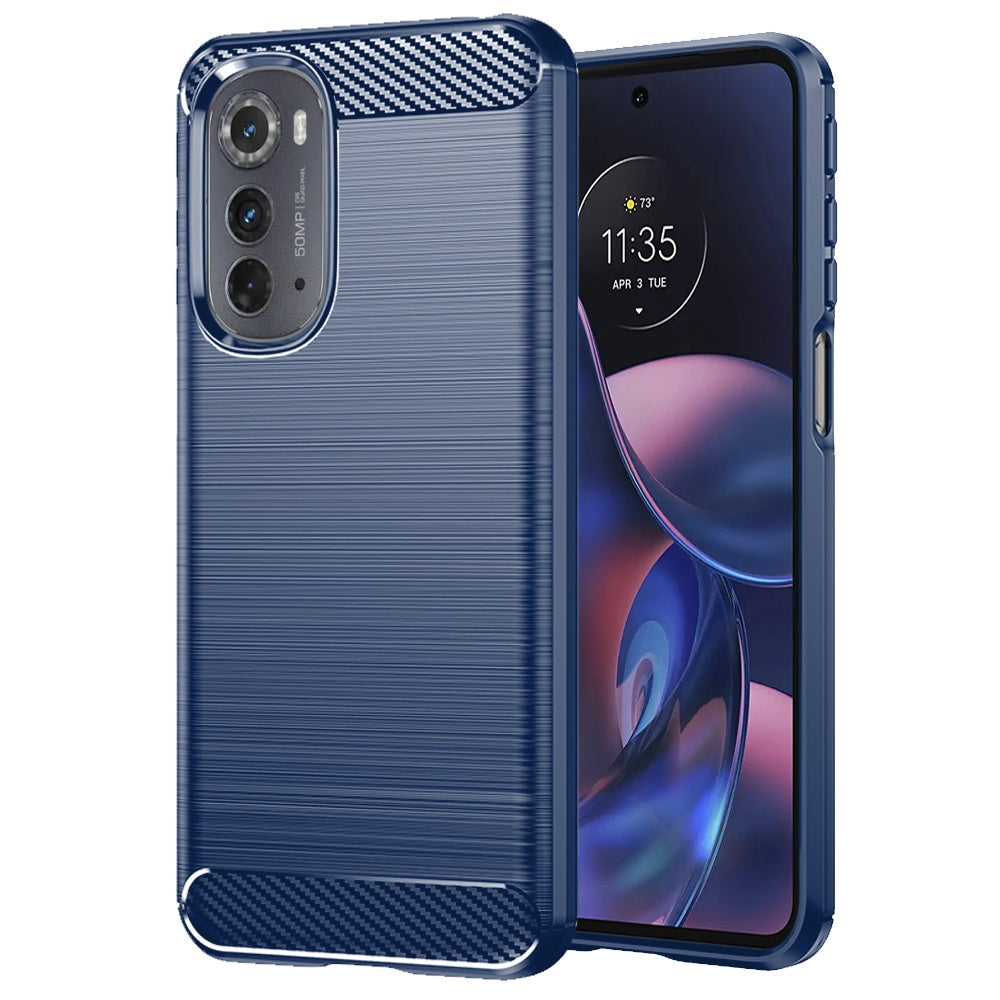 For Motorola Moto Edge (2022) Carbon Fiber Design Silicone Soft Skin Flexible TPU Gel Rubber Rugged Brushed Texture Phone Case Cover