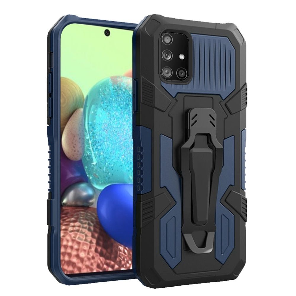 For Samsung Galaxy A71 5G Rugged Heavy Duty Dual Layers Hybrid Shockproof Shell with Built in Metal Clip Holder & Kickstand Phone Case Cover