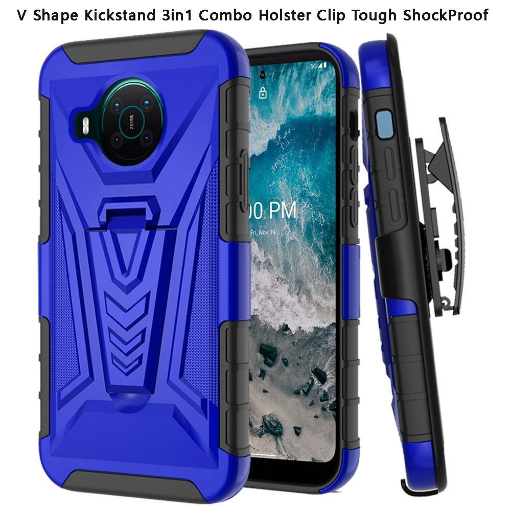 For Nokia X100 Combo 3 in 1 Rugged Swivel Belt Clip Holster Heavy Duty Tuff Hybrid Armor Rubber TPU with Kickstand Stand Phone Case Cover