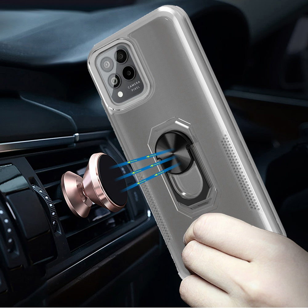 For Samsung Galaxy Z Fold 4 Clear Transparent Armor Defender Shockproof Hybrid with Ring Holder Kickstand Phone Case Cover