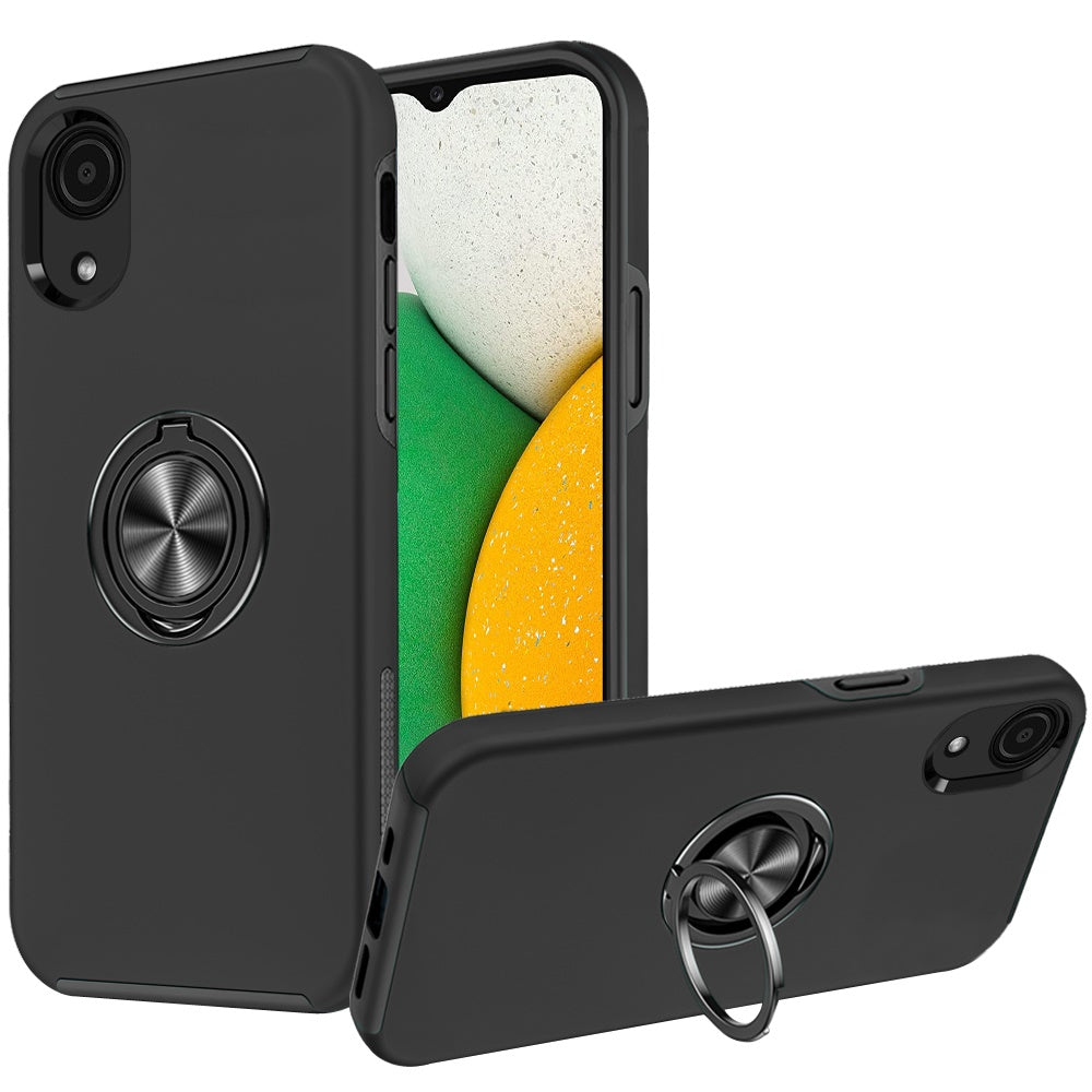 For Samsung A03 Core Hybrid 360 Degree Rotatable Metal Invisible Ring Stand Holder Fit Magnetic Car Mount Shockproof Slim Phone Case Cover