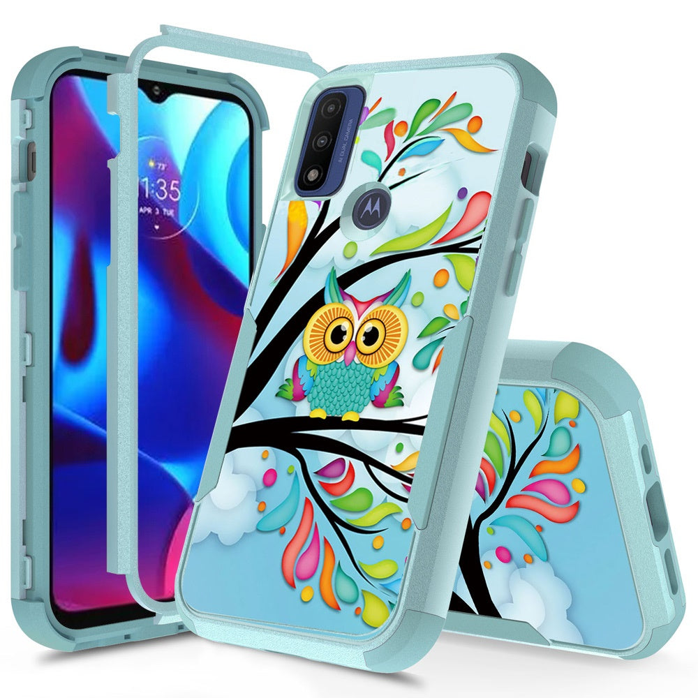 For Motorola Moto G Pure Fashion Design Three Layer Heavy Duty Hybrid Sturdy 3in1 Shockproof Hard PC Back Protective Phone Case Cover