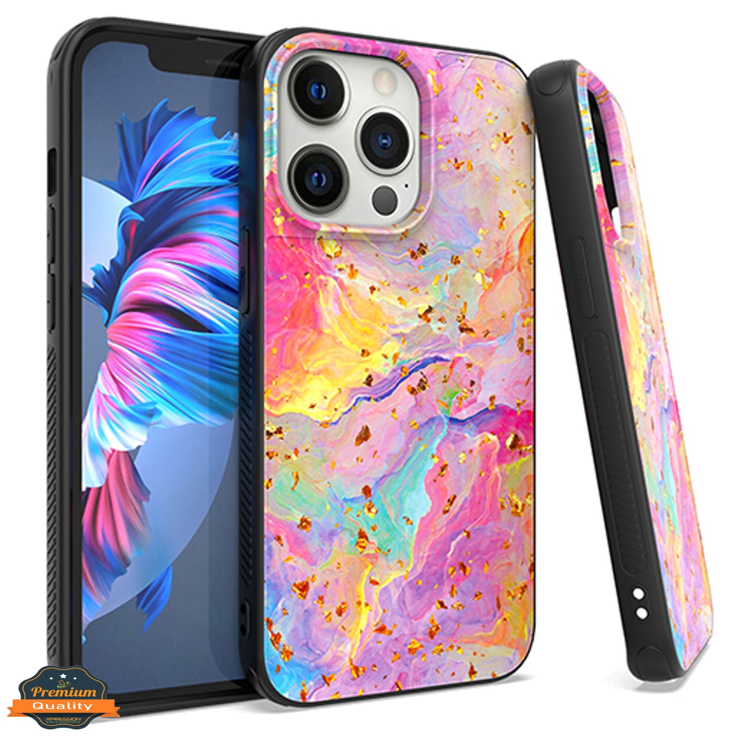 For Apple iPhone 13 /Pro Max Mini Marble Fashion Stone Stylish Flake Glitter Bling Hybrid Ultra Slim Glossy Soft TPU Rubber Hard PC Protection Phone Case Cover