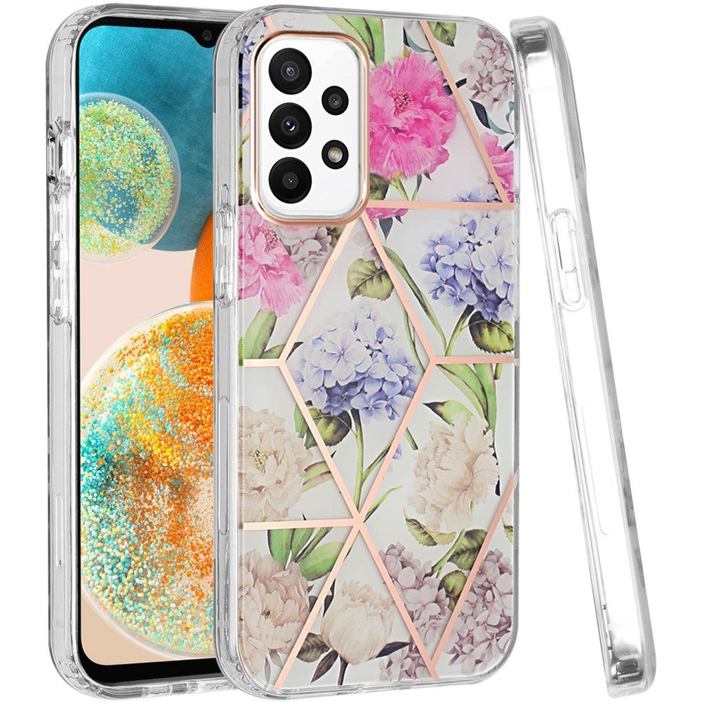 For Samsung Galaxy A23 5G Fashion Floral IMD Design Flower Pattern Hybrid Protective Hard Rubber TPU Slim Back Phone Case Cover