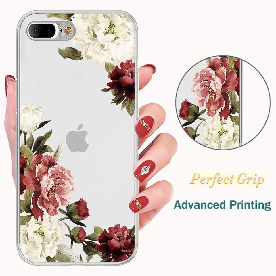 For Samsung Galaxy A03 Core Floral Patterns Design Transparent Silicone Shock Absorption Bumper Slim Hard PC Back Phone Case Cover