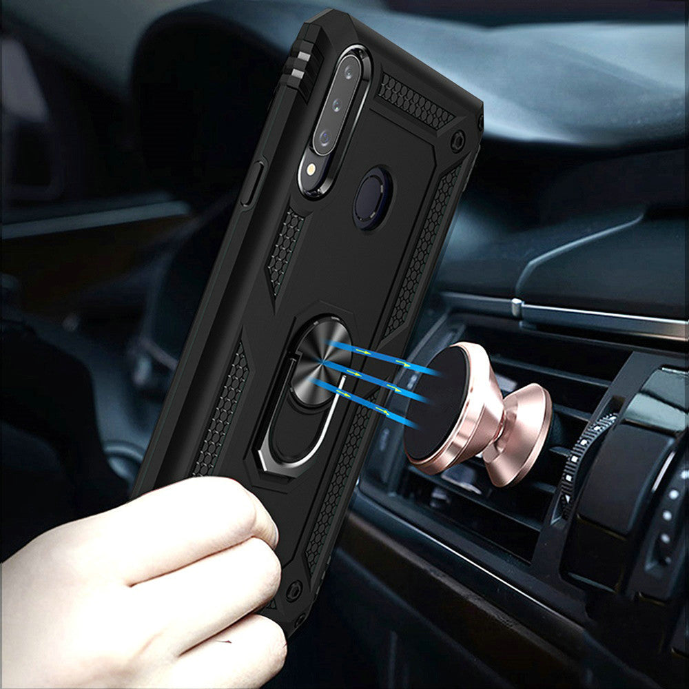 For Samsung Galaxy A02S Hybrid Durable 360 Degree Rotatable Ring Stand Holder Kickstand Fit Magnetic Car Mount Phone Case Cover