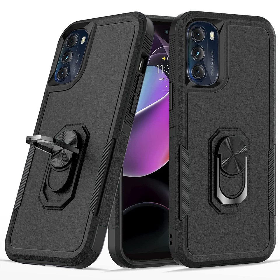 For Samsung Galaxy A03S Ring Holder Stand, Support Magnetic Car Mount, Hard TPU Hybrid Shockproof Phone Case Cover