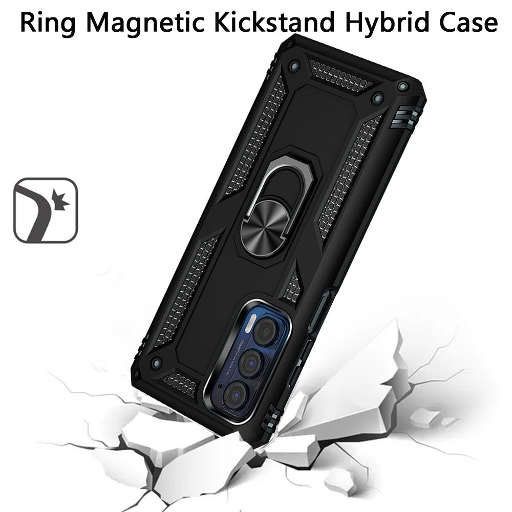 For Motorola Moto Edge 5G 2021 Hybrid Durable Dual Layer with 360 Rotatable Ring Stand Holder Kickstand Fit Magnetic Car Mount Phone Case Cover