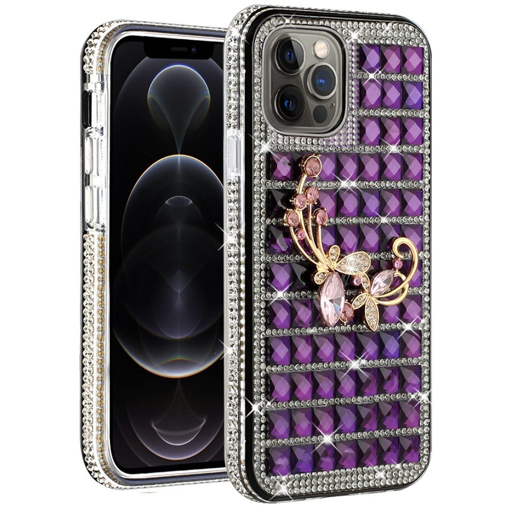 For Apple iPhone SE 2022 /SE 2020/8/7 Fashion Luxury 3D Bling Diamonds Rhinestone Jeweled Ornament Crystal Hybrid Hard Phone Case Cover