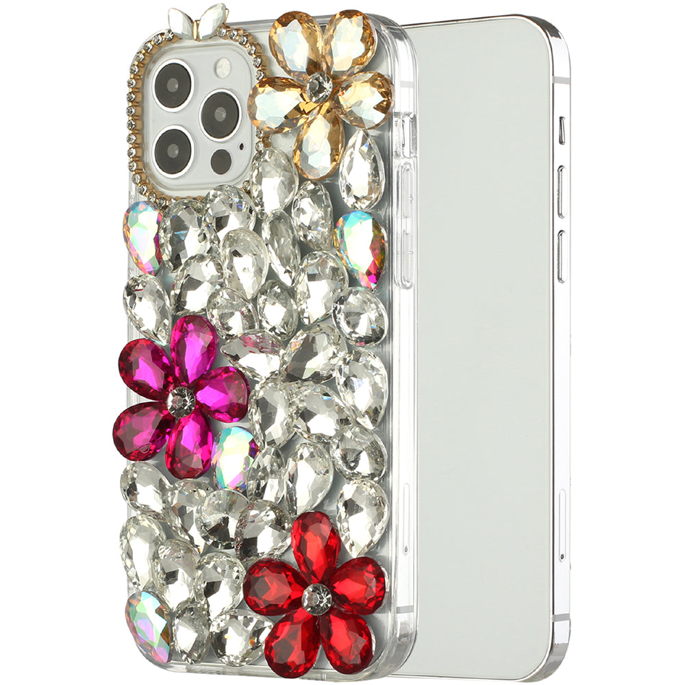 For Apple iPhone 11 (6.1") Bling Clear Crystal 3D Full Diamonds Luxury Sparkle Rhinestone Hybrid Protective Phone Case Cover