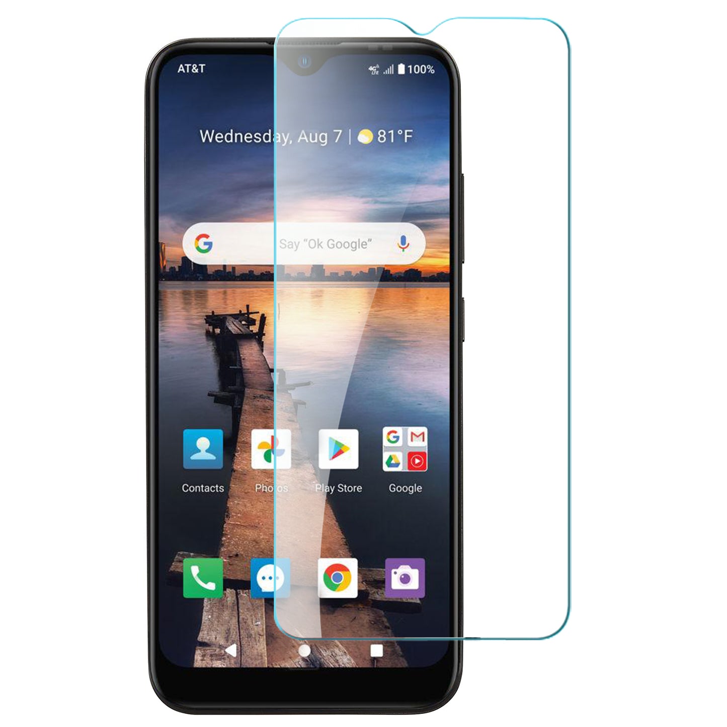For AT&T Maestro 3 Hybrid Dual Layer Slim Metallic Brush Texture Hard PC TPU Rubber with Screen Protector Tempered Glass Phone Case Cover
