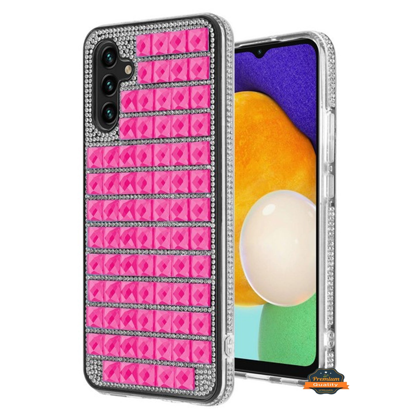 For Samsung Galaxy A13 5G Diamonds Sparkle 3D Crystal Glitter Bling Shiny Rhinestone Hybrid Bumper Hard Protective Phone Case Cover