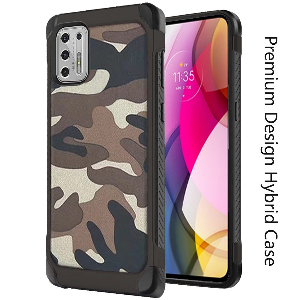 For Apple iPhone 13 Pro Max (6.7") Shockproof Slim Hybrid Silicone Camouflage Camo Design Dual Layer Rubberized TPU Hard Shell Armor Phone Case Cover