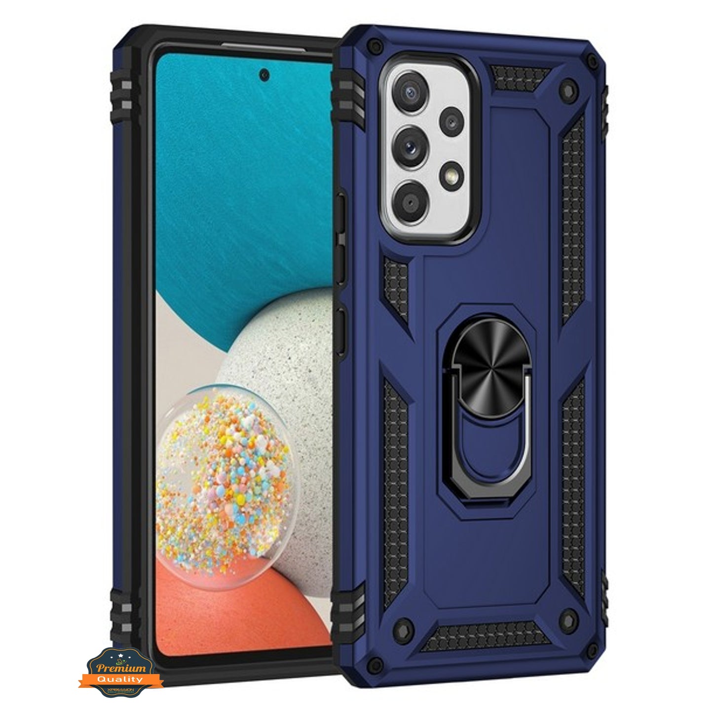 For Samsung Galaxy A03S Shockproof Tuff Hybrid Dual Layer PC TPU with 360° Ring Stand Metal Kickstand Heavy Duty Shell Phone Case Cover