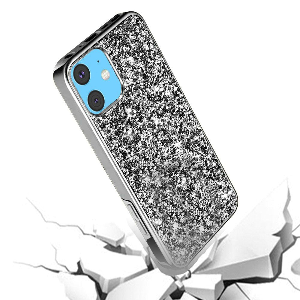 For Apple iPhone 12 /Pro Max Mini Bling Rhinestone Diamond Shiny Glitter Hybrid Dual Layer Rugged Shell Hard PC TPU Rubber Phone Case Cover
