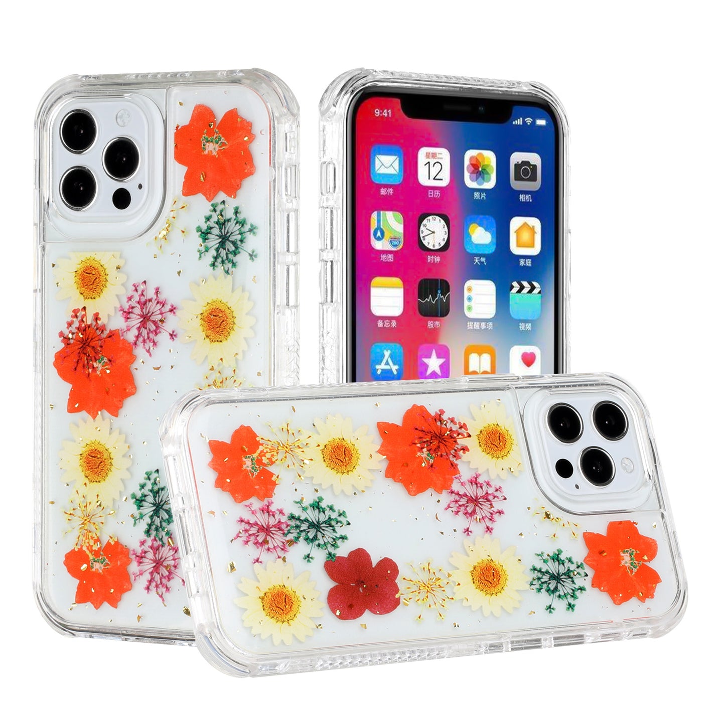 For Samsung Galaxy A13 4G Beautiful Sparkle Glitter Floral Epoxy Design Shockproof Hybrid Fashion Bling Rubber TPU Phone Case Cover