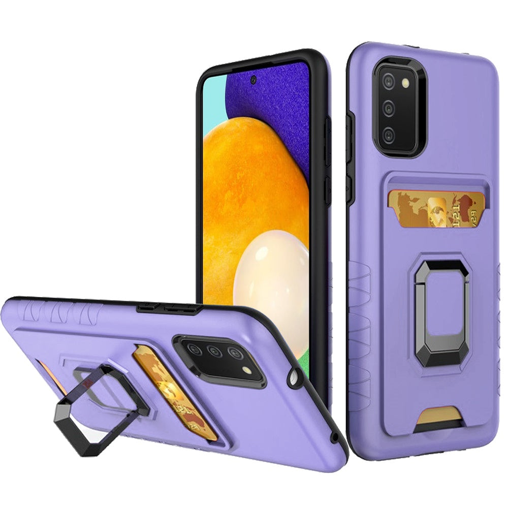 For Samsung Galaxy A03S Wallet Case Designed with Credit Card Slot Holder & Magnetic Stand Kickstand Ring Heavy Duty Hybrid Armor Phone Case Cover